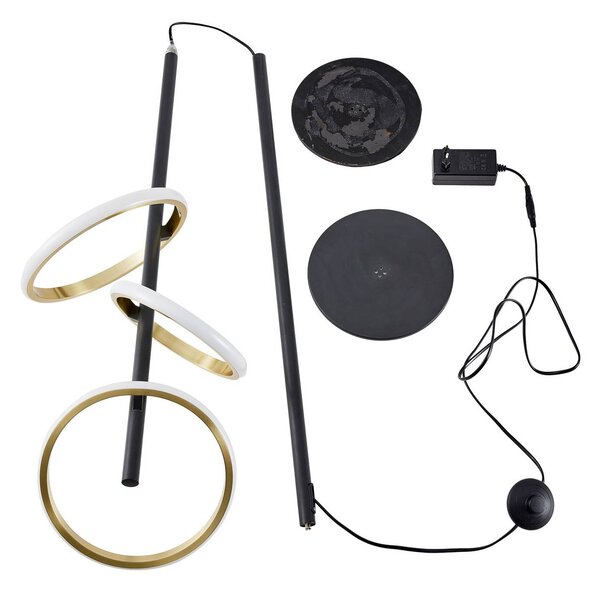 Lucande LED állólámpa Madu, fekete, fém, 160 cm, fényerőszabályzóval,, dimmelhető, Fekete, Nappali / Étkező, fém, Modern