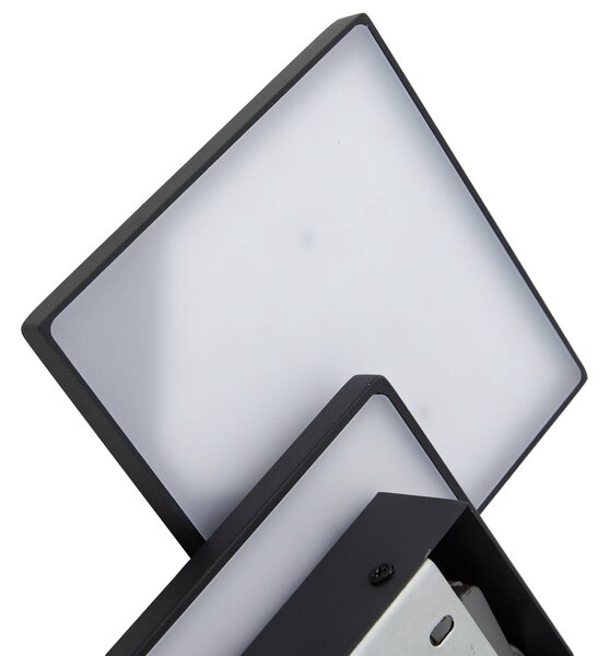 Lucande LED-es fali lámpa Elrik, fekete, 27 cm magas, fém, Fekete, Folyosó, fém, Modern