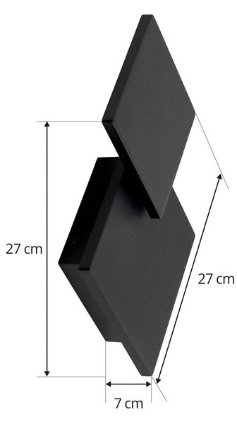 Lucande LED-es fali lámpa Elrik, fekete, 27 cm magas, fém, Fekete, Folyosó, fém, Modern