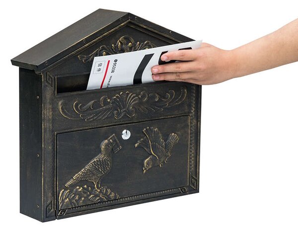 Pepita horganyzott acél rusztikus Postaláda - sötétbarna