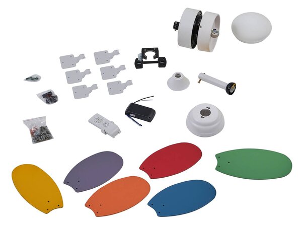 Lindby mennyezeti ventilátor világítással Litur, csendes, Ø 77 cm, E27, Fehér / opál, Gyermekszoba, fém, Modern