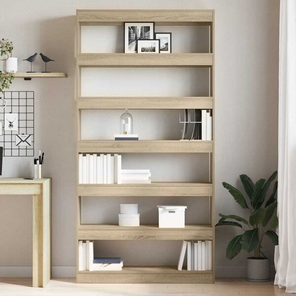 Könyvespolc 6 szintes 100 x 30 x 198 cm Szerelt Fa Sonoma tölgy
