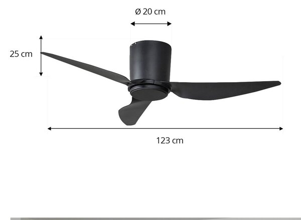 Lindby Aulo mennyezeti ventilátor, fekete, DC, csendes, Ø 123 cm, Fekete, Nappali / Étkező, fém, Modern