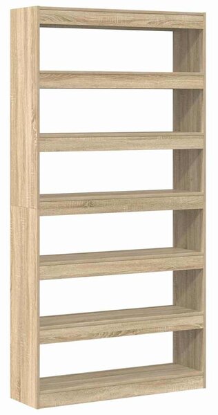 Könyvespolc 6 szintes 100 x 30 x 198 cm Szerelt Fa Sonoma tölgy