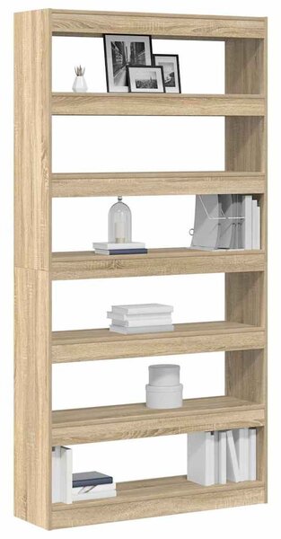 Könyvespolc 6 szintes 100 x 30 x 198 cm Szerelt Fa Sonoma tölgy