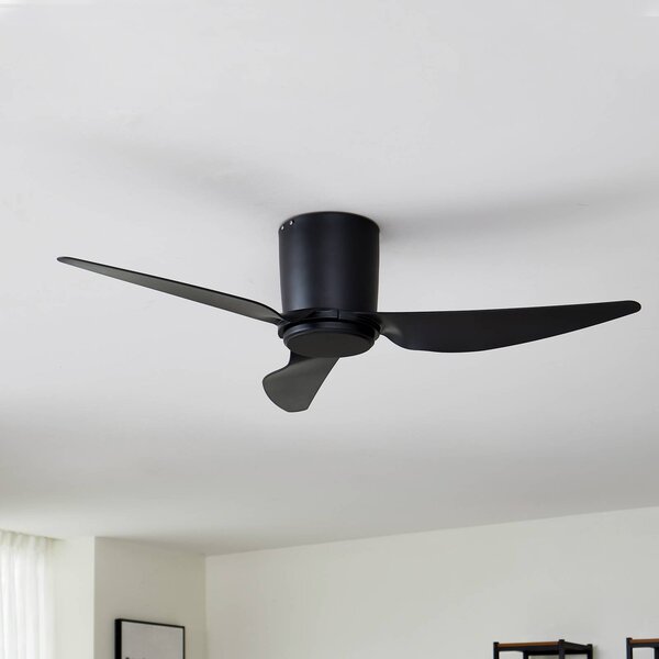 Lindby Aulo mennyezeti ventilátor, fekete, DC, csendes, Ø 123 cm, Fekete, Nappali / Étkező, fém, Modern