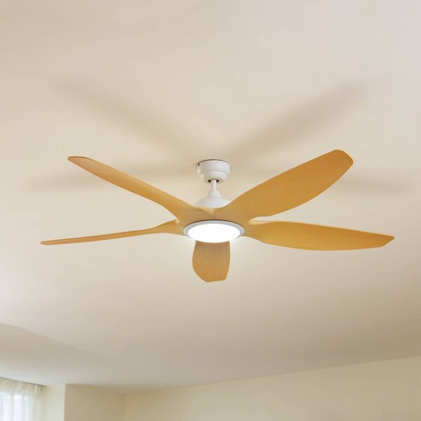 Lucande LED mennyezeti ventilátor Omendo, fehér, DC, csendes, CCT, dimmelhető, Fehér / opál, Nappali / Étkező, fém, Modern