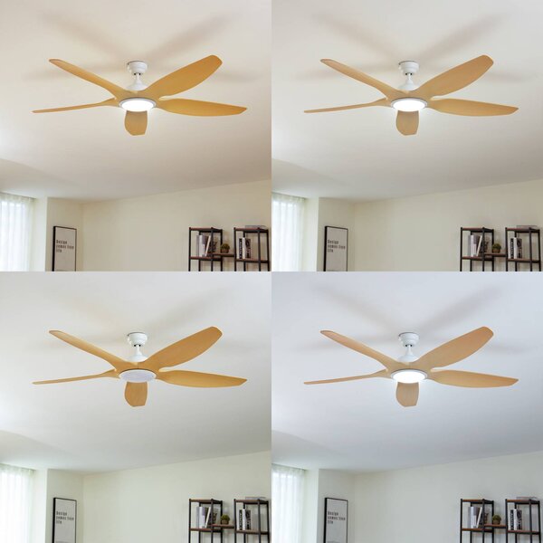 Lucande LED mennyezeti ventilátor Omendo, fehér, DC, csendes, CCT, dimmelhető, Fehér / opál, Nappali / Étkező, fém, Modern