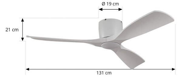 Lucande Smart LED mennyezeti ventilátor Moneno, fehér, DC, Tuya, dimmelhető, Fehér / opál, Nappali / Étkező, fém, Modern