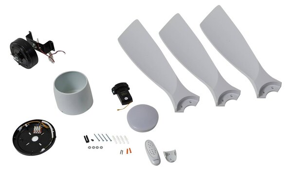 Lucande Smart LED mennyezeti ventilátor Moneno, fehér, DC, Tuya, dimmelhető, Fehér / opál, Nappali / Étkező, fém, Modern