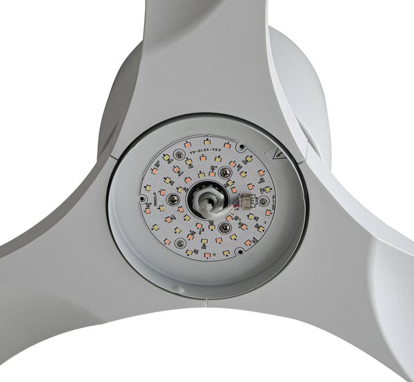 Lucande Smart LED mennyezeti ventilátor Moneno, fehér, DC, Tuya, dimmelhető, Fehér / opál, Nappali / Étkező, fém, Modern