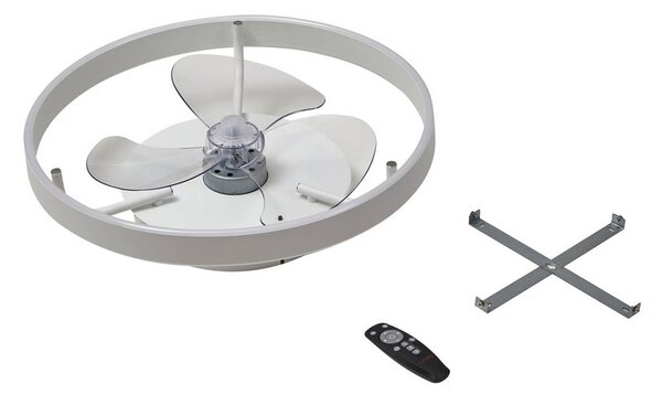 Lindby Momitu LED mennyezeti ventilátor, fehér, alumínium, Ø 50 cm, dimmelhető, Fehér / opál, Nappali / Étkező, Alumínium, Modern