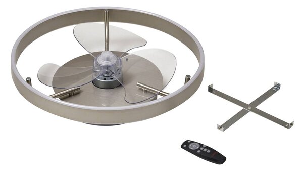 Lindby LED mennyezeti ventilátor Momitu, ezüst, csendes, Ø 50 cm, dimmelhető, Alu / szürke / cink, Nappali / Étkező, Alumínium, Modern