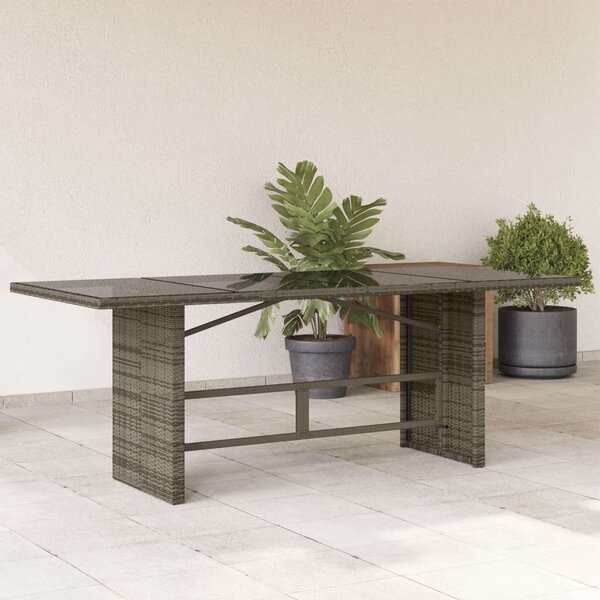 VidaXL Polyrattan Kerti Asztal - Üveglap - 190cm