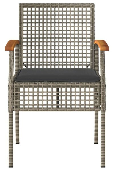 VidaXL 3 részes szürke polyrattan és akácfa bisztrószett párnákkal