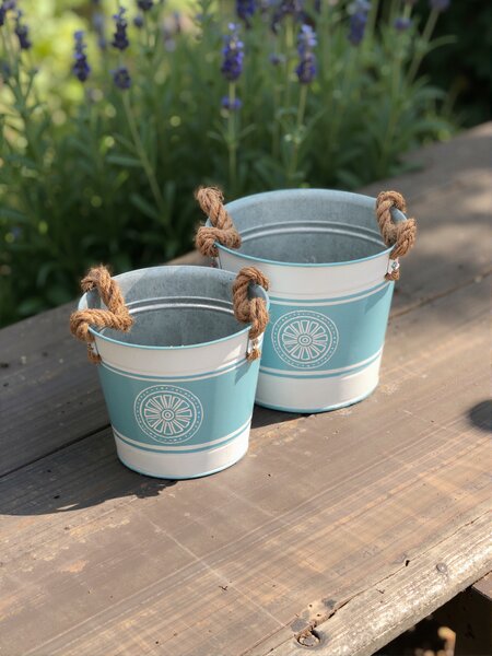 Sinsay - Fém virágcserepek 2 darabos készlet - világoskék
