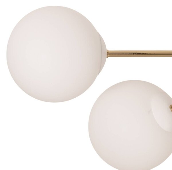 Euluna Mennyezeti világítás Glassy, 6 izzós, fehér/arany/opál, dimmelhető, Sárgaréz / arany, Nappali / Étkező, Üveg, Modern