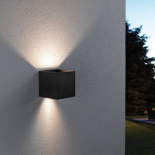 Paulmann LED kültéri falilámpa Cybo, RGBW, 10 cm, antracit, dimmelhető, Fekete, Alumínium, Modern