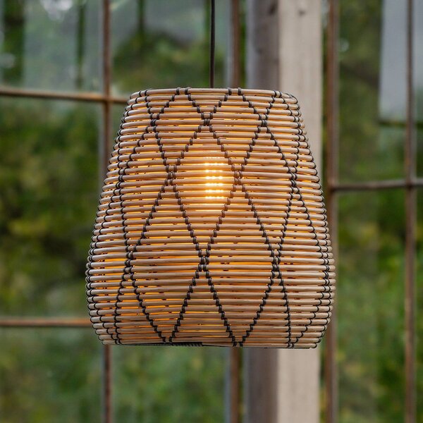 PR Home Lollo kültéri függőlámpa, természetes rattan megjelenés, Ø 38 cm, Barna / rozsda, Műanyag