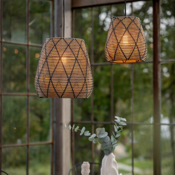 PR Home Lollo kültéri függőlámpa, természetes rattan megjelenés, Ø 38 cm, Barna / rozsda, Műanyag