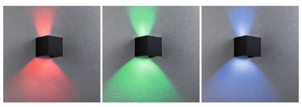 Paulmann LED kültéri falilámpa Cybo, RGBW, 10 cm, antracit, dimmelhető, Fekete, Alumínium, Modern