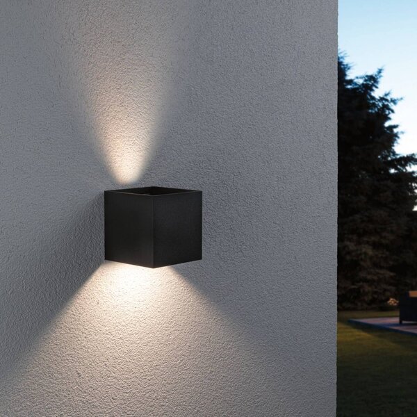 Paulmann LED kültéri falilámpa Cybo, RGBW, 10 cm, antracit, dimmelhető, Fekete, Alumínium, Modern