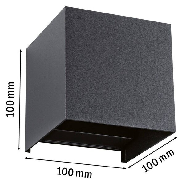 Paulmann LED kültéri falilámpa Cybo, RGBW, 10 cm, antracit, dimmelhető, Fekete, Alumínium, Modern