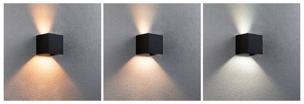 Paulmann LED kültéri falilámpa Cybo, RGBW, 10 cm, antracit, dimmelhető, Fekete, Alumínium, Modern