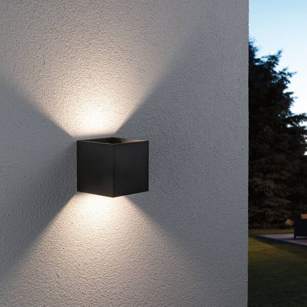 Paulmann LED kültéri falilámpa Cybo, RGBW, 10 cm, antracit, dimmelhető, Fekete, Alumínium, Modern