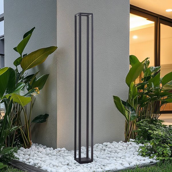 Lucande LED kültéri lámpa Thorvid, magasság 180 cm, fekete, Fekete, Alumínium, Modern