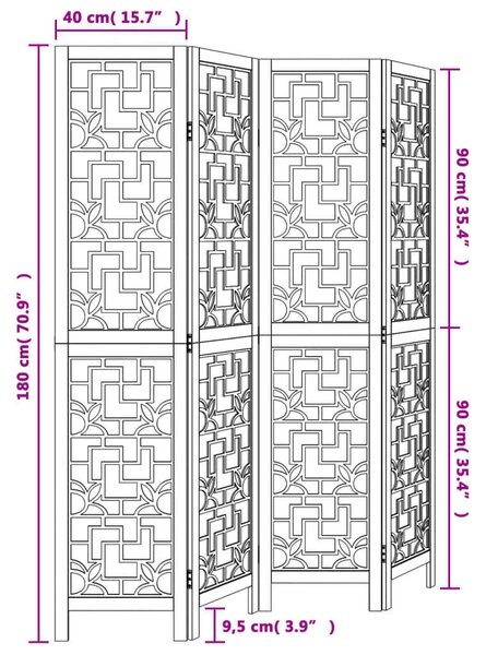 VidaXL Fa Térelválasztó - 4 Panel - 140x180 cm
