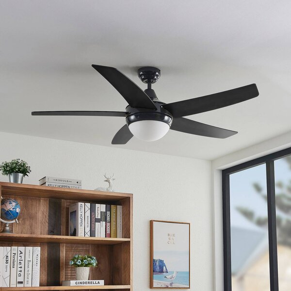 Lindby mennyezeti ventilátor világítással Auraya, csendes, fekete, Fekete, Nappali / Étkező, fém, Modern