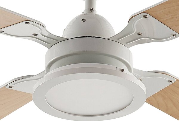 Lindby LED mennyezeti ventilátor Tedric, fehér, csendes, Ø 133 cm, Fehér / opál, Nappali / Étkező, fém, Vintage