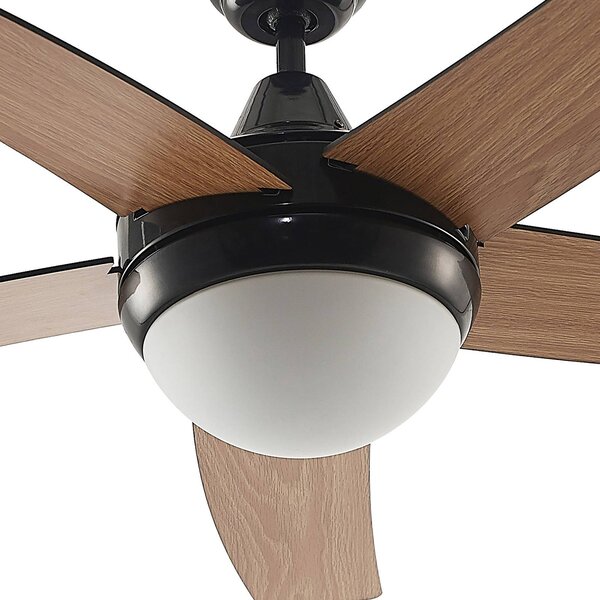 Lindby mennyezeti ventilátor világítással Auraya, csendes, fekete, Fekete, Nappali / Étkező, fém, Modern