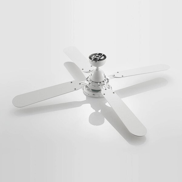 Lindby LED mennyezeti ventilátor Tedric, fehér, csendes, Ø 133 cm, Fehér / opál, Nappali / Étkező, fém, Vintage
