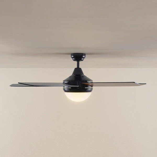 Lindby mennyezeti ventilátor világítással Auraya, csendes, fekete, Fekete, Nappali / Étkező, fém, Modern