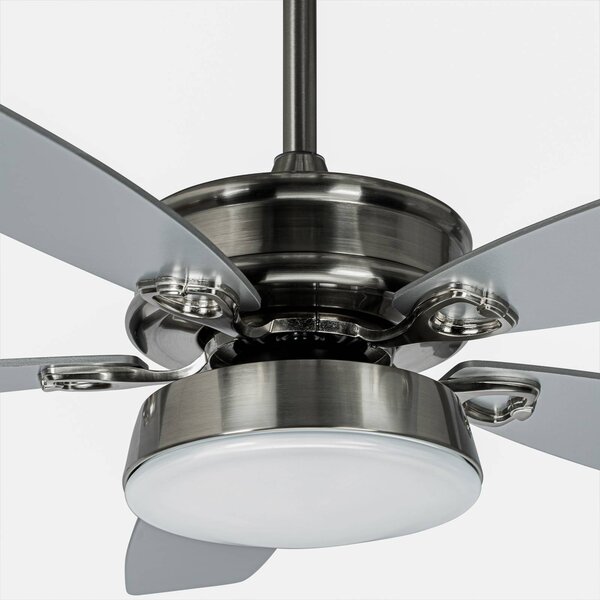 Lucande LED mennyezeti ventilátor Kuvio, DC, csendes, Ø 120 cm, CCT, Alu / szürke / cink, Nappali / Étkező, fém, Modern