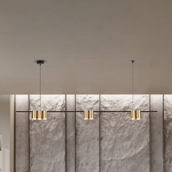 Eko-Light Lógó lámpa Genesis, alumínium fekete/arany, 7 x GU10, hosszúság 150 cm, dimmelhető, Fekete, Nappali / Étkező, Alumínium, Dizájn