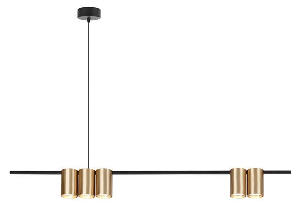 Eko-Light Lógó lámpa Genesis, alumínium fekete/arany, 7 x GU10, hosszúság 150 cm, dimmelhető, Fekete, Nappali / Étkező, Alumínium, Dizájn
