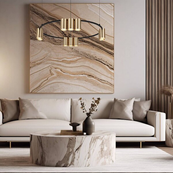 Eko-Light Lógó világítás Genesis, alumínium, fekete/arany, 10 x GU10, Ø 60 cm, dimmelhető, Fekete, Nappali / Étkező, Alumínium, Dizájn