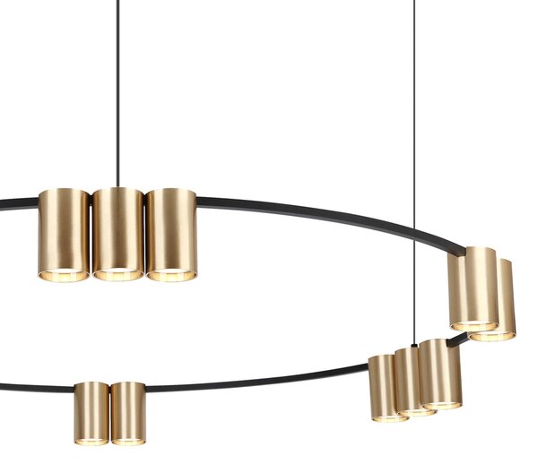 Eko-Light Lógó világítás Genesis, alumínium, fekete/arany, 15 x GU10, Ø 100 cm, dimmelhető, Fekete, Nappali / Étkező, Alumínium, Dizájn