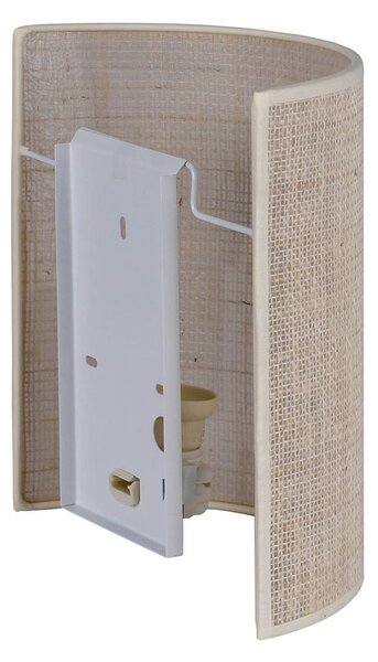 Euluna fali világítás juta, fehér/ecru, félkör alakú, magasság 24 cm, dimmelhető, Fehér / opál, Nappali / Étkező, Textil / szövet / selyem
