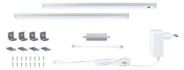 Paulmann pult alatti lámpa Inline 2 darabos kezdő szett króm 35 cm 830, dimmelhető, Króm / ezüst, Konyha, Alumínium