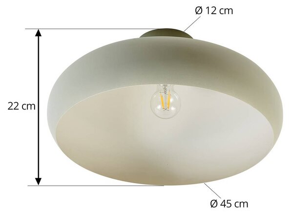 Lindby Elover mennyezeti lámpa, világoszöld, Ø 45 cm, vas, dimmelhető, Zöld, Nappali / Étkező, fém, Modern