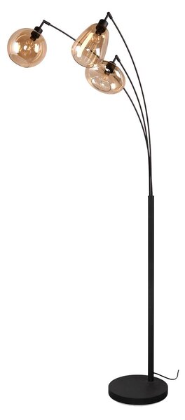 Trio Lighting Lumina állólámpa, 3-as lámpa, fekete/borostyán, üveg, Fekete, Nappali / Étkező, Üveg, Modern