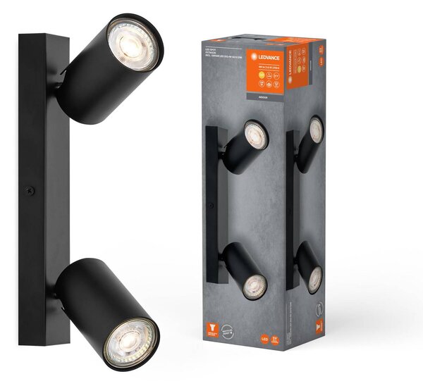 LEDVANCE Octagon LED-es spotlámpa, fényerőszabályozható, kétlámpás, fekete, dimmelhető, Fekete, Nappali / Étkező, fém, Modern