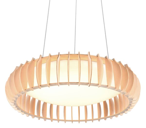 Reality Leuchten Monte LED-es függőlámpa, Ø 60 cm, világos fa, CCT, dimmelhető, Világos fa, Nappali / Étkező, Fa, Skandináv