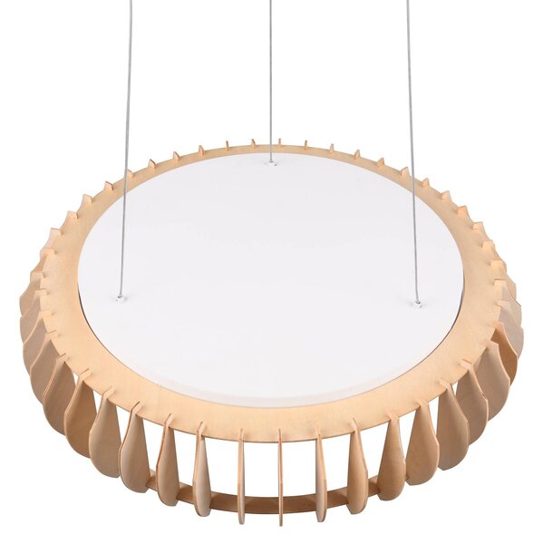 Reality Leuchten Monte LED-es függőlámpa, Ø 60 cm, világos fa, CCT, dimmelhető, Világos fa, Nappali / Étkező, Fa, Skandináv