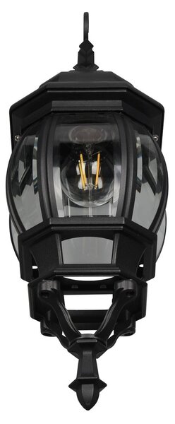 Trio Lighting Elvo kültéri fali lámpa, alsó foglalat, matt fekete, dimmelhető, Fekete, Alumínium, Antik