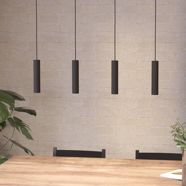 EGLO Almudaina LED-es függőlámpa, fekete, 84 cm hosszú, 4 lámpás,, dimmelhető, Fekete, Nappali / Étkező, fém, Modern